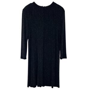 Leo Narducci Vintage Sparkle Long Sleeve Knee Length Cocktail Dress Black Size 8